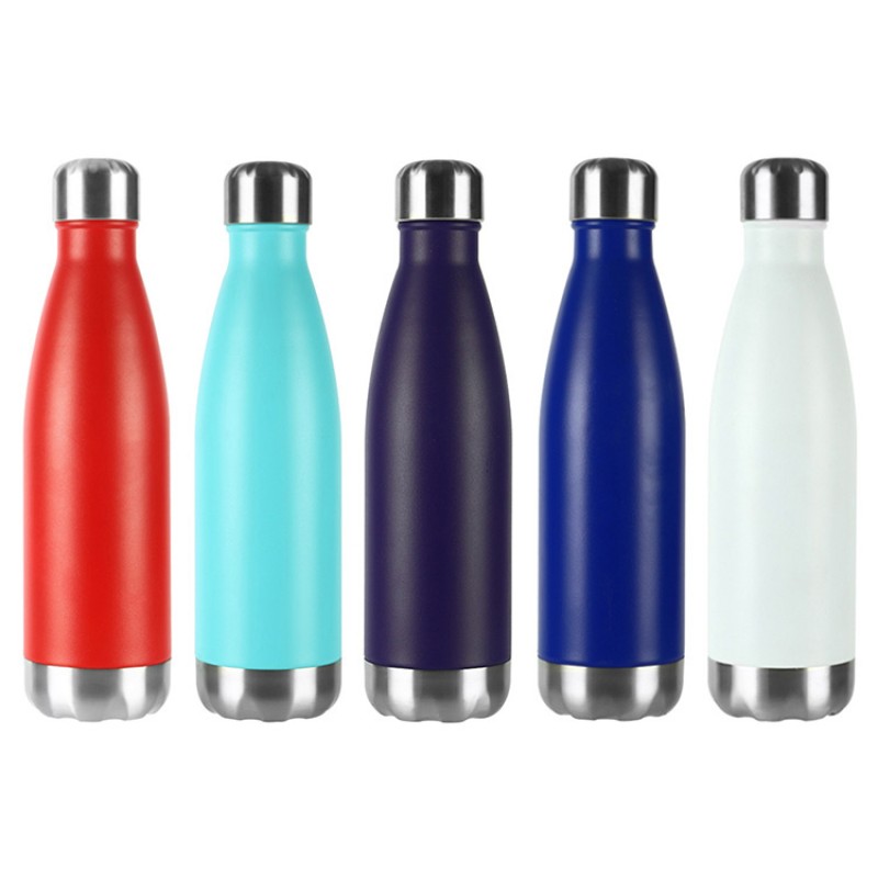 2021 Top Sellers Eco-Friendly Double Wall Stainless Steel 304 Tumbler Custom Logo Vacuum Sport Water Bottle Cola Shape 500ml