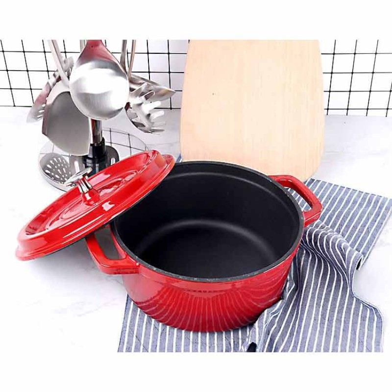 New Best-selling Kitchen Customized Enamel Cooking Pots Set Wholesale Nonstick Enamel Cast Iron Cookware
