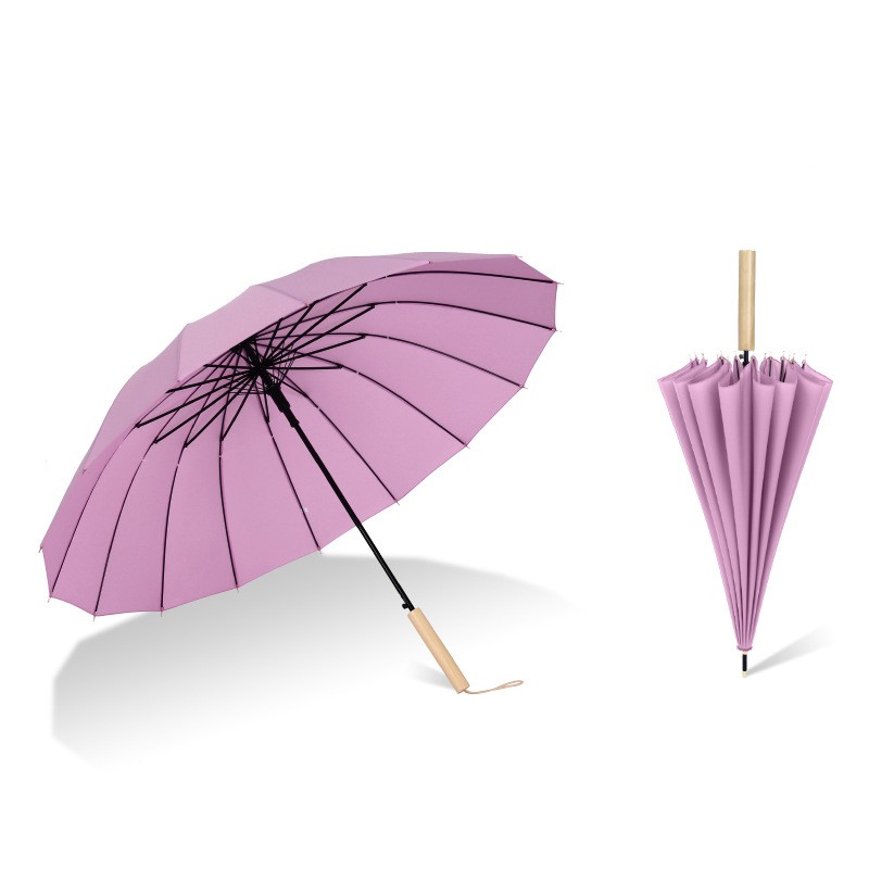 Wholesale 2024 Customized Polyester Ladies Auto Open Close Umbrella 16Ribs Straight Parasol Minimalist Design for Rain