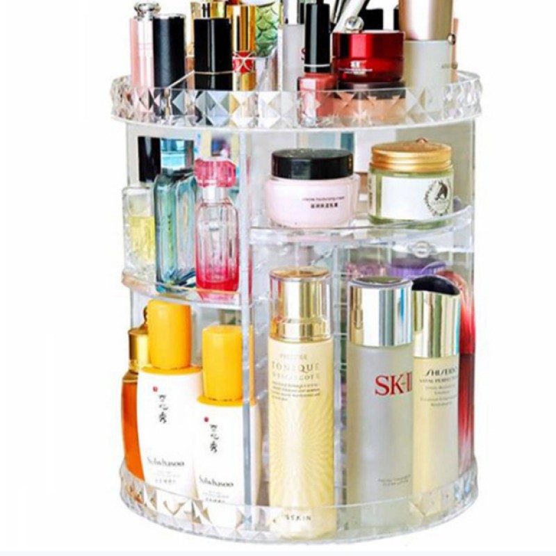 Hot Sale Makeup Organizer Display Stand Acrylic Cosmetic Organizer 360 Rotating Cosmetic Storage Rack Large Capacity