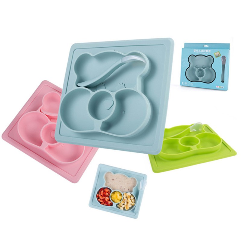 High Quality Divided Toddler Plate Set Toddlers Food Bowls Baby Silicone Feeding Plate