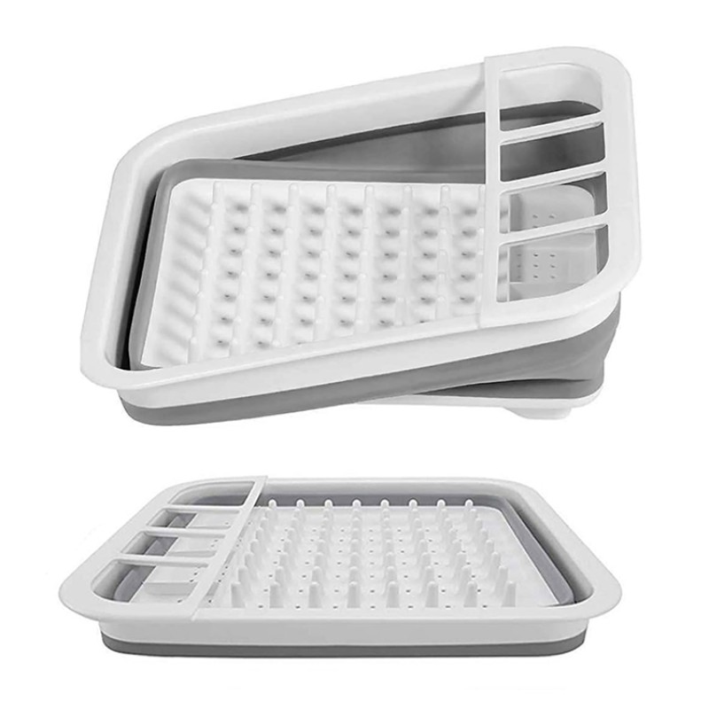Hot Selling High Quality Square Plastic Rack Dish Folding Storage Dish Drainer Rack Kitchen Storage Rack
