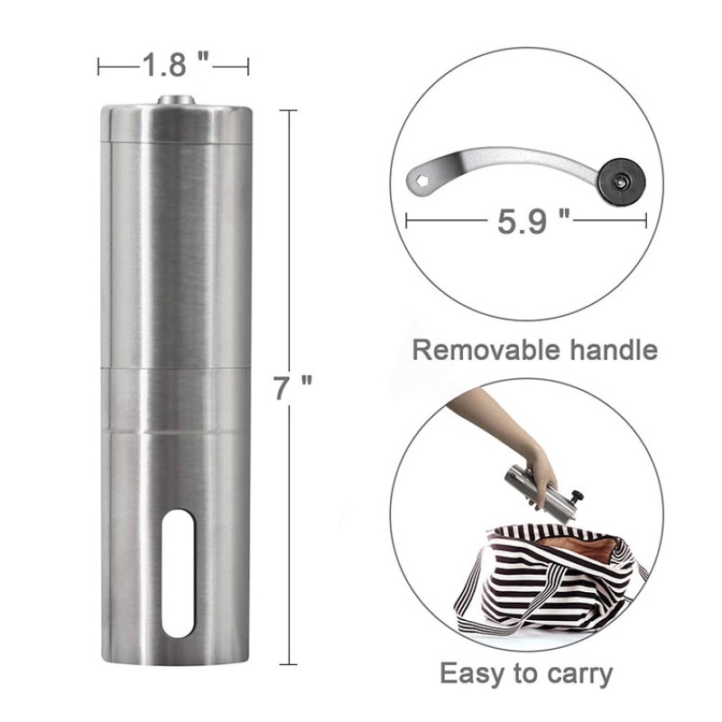 Factory Price Portable Detachable Coffee Tools Ceramics Burr Grinders Stainless Steel Mini Manual Coffee Grinder Set
