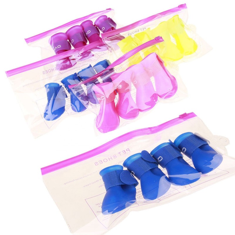 Pet Antislip Waterproof Shoes Outdoor Rainboots Silicone Soft Rubber Rain Boot Dog Shoes Gift Party