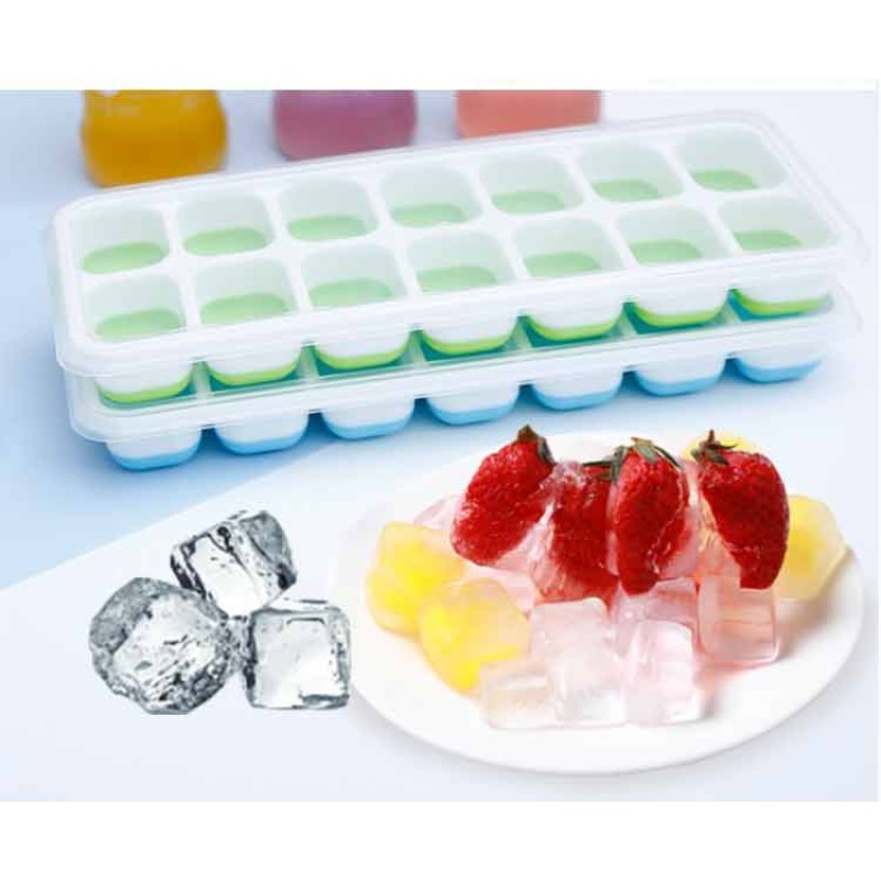 Designer DIY Small Ice Cream Cub Silicone Ice Trays Rubber Ice Tray with Container Lid and Bin