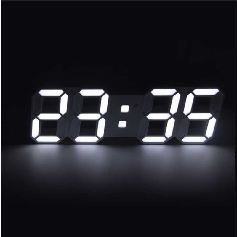 3D LED Table Wall Clock Digital Timer Nightlight Watch Alarm Clock for Warehouse Office Living Room 12/24H Brightness Adjustable