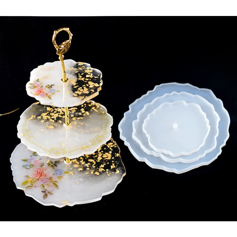 New Product 3 Layer Fruit Tray Mold Circular DIY Fruit Bracket Snack Rack Tray Table Cake Tray Silicone Mold Drip Mold