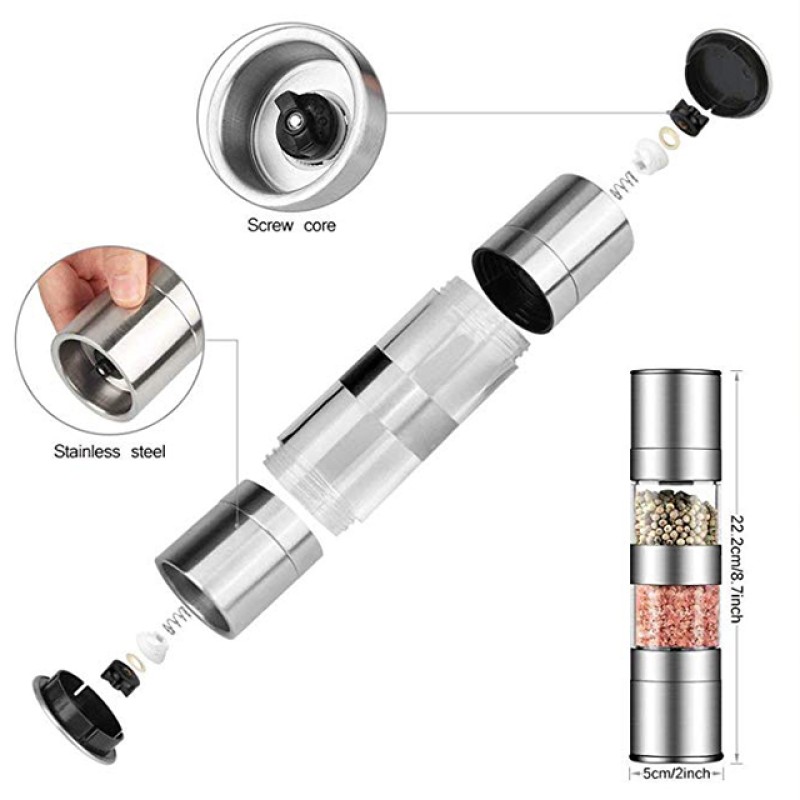Multifunctional 2 in 1 Salt Pepper Grinder Mill with Adjustable Coarseness