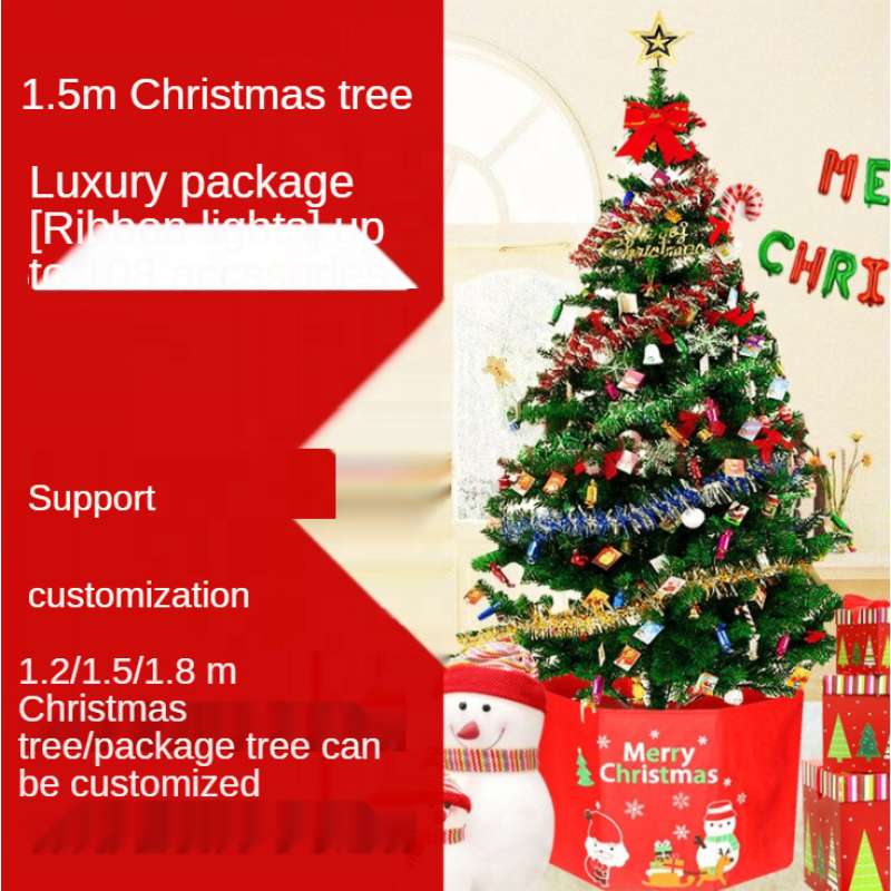 Hot Selling Pvc Christmas Decorations Eco Friendly DIY 1.5m Artificial PVC Luxury Artificial Decoration Christmas Tree