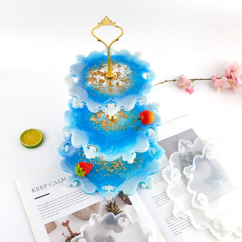 New Product 3 Layer Fruit Tray Mold Circular DIY Fruit Bracket Snack Rack Tray Table Cake Tray Silicone Mold Drip Mold