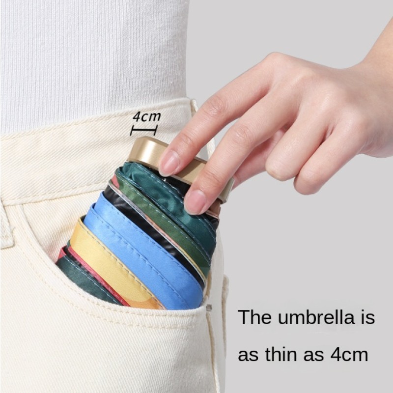 New Woman Girl Umbrella Art Painting Flower Windproof Portable Mini Umbrella UV Proof Sun Shade Rain Cover