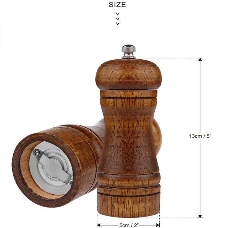 Adjustable 5inch 8inch Ceramic Rotor Solid Wood Kitchen Gadgets Pepper Grinders and Mill