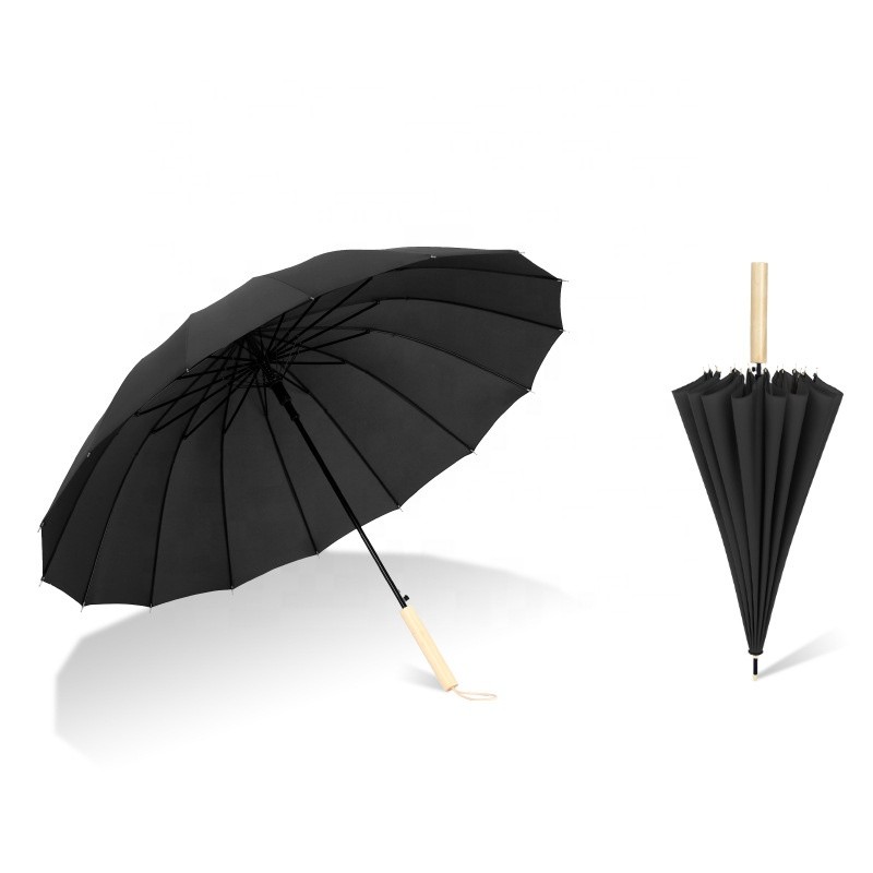 Wholesale 2024 Customized Polyester Ladies Auto Open Close Umbrella 16Ribs Straight Parasol Minimalist Design for Rain