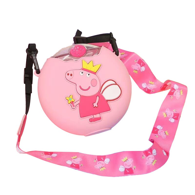 2021 New Donut Shape 380ml Children Bpa Free Drinking Bottle Cute Portable School Kids Water Bottle With Straw /strap