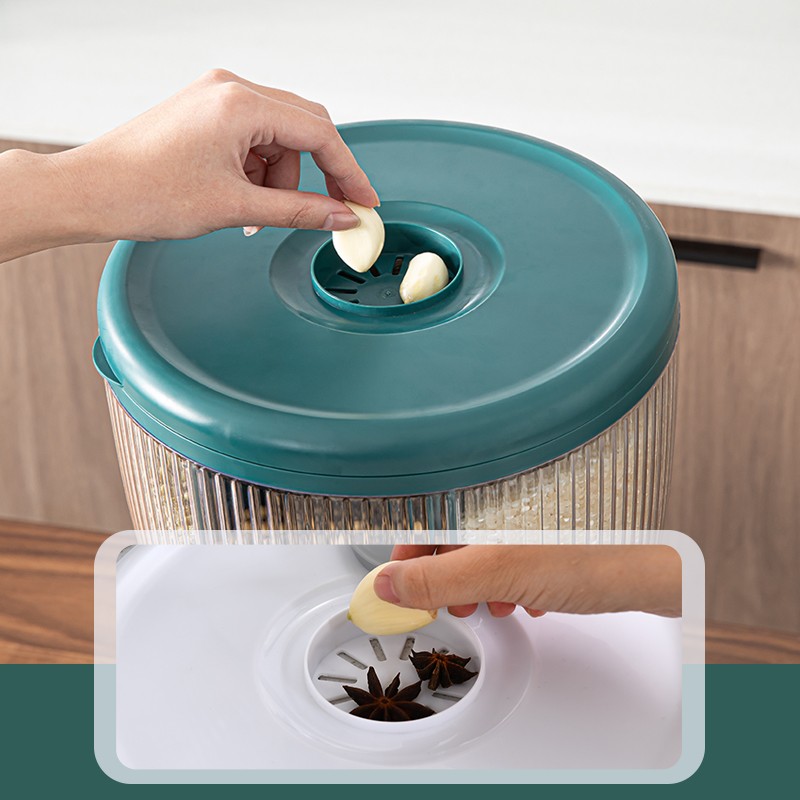 Hot Airtight Cereal Rice Dispenser Food Storage & Container Rotating Sealed Household Grain Storage Box Kitchen Storage