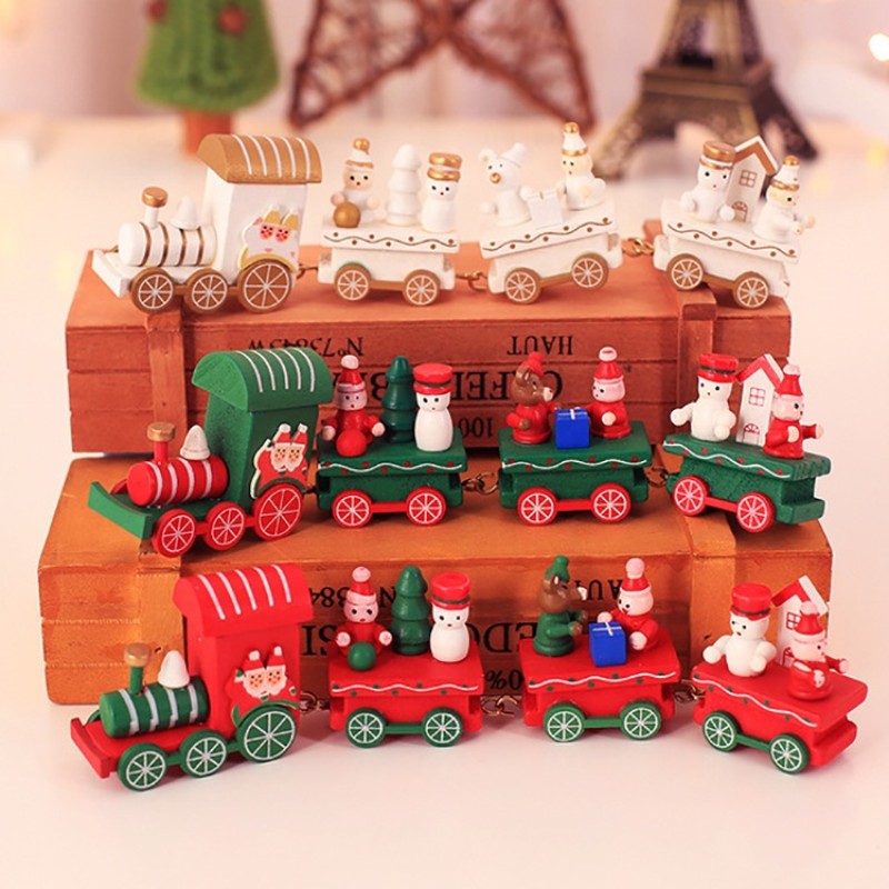 Eco-friendly Markdown Sale Wood Christmas Decorations Good Quality Gift Box Package Wooden Train Children's Gifts Christmas Pres