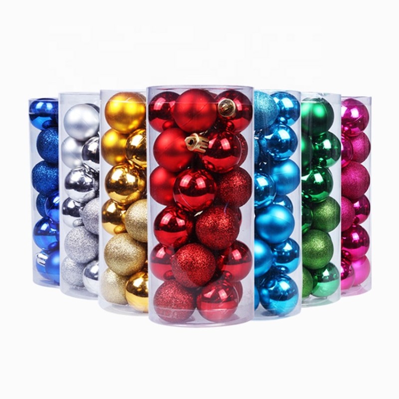 Factory Electroplating Christmas Trees Colorful 3/4/6/8cm Plastic Ball 24-Pieces Kit Christmas Tree Decoration Ball