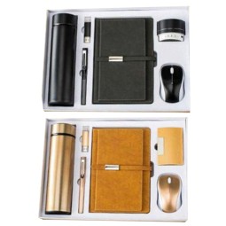 Business Business Style  A5 Plain Notebook + Vacuum Flask Cup+ Pen + USB Flash Drive + Speaker + Mouse Gadgets GIFT