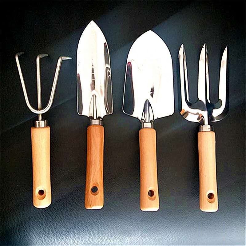 Garden Tool Set - 4 Pieces 5 Pieces Heavy Duty Garden Hand Tools Kit with Wooden Handle