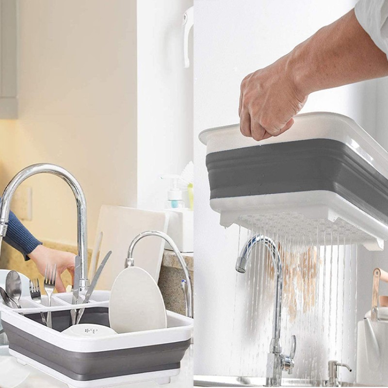 Hot Selling High Quality Square Plastic Rack Dish Folding Storage Dish Drainer Rack Kitchen Storage Rack