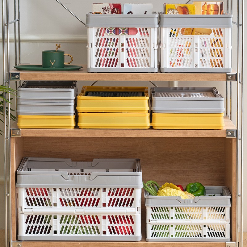 Hot Selling Shopping Snacks Food Home Large Stackable Toy Car by Folding Pp Plastic Basket Organizer for Kitchen Storage