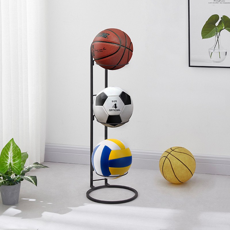 Top Selling 3 Layer Indoor Iron Children's Basketball Football Volleyball Storage Shelf Ball Display Shelves Organizer