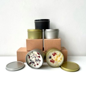 Top Selling High Quality Luxury Hot-Selling Aromatherapy  Wax Golden Tin Crystal Dried Flower Infused Scented Candle