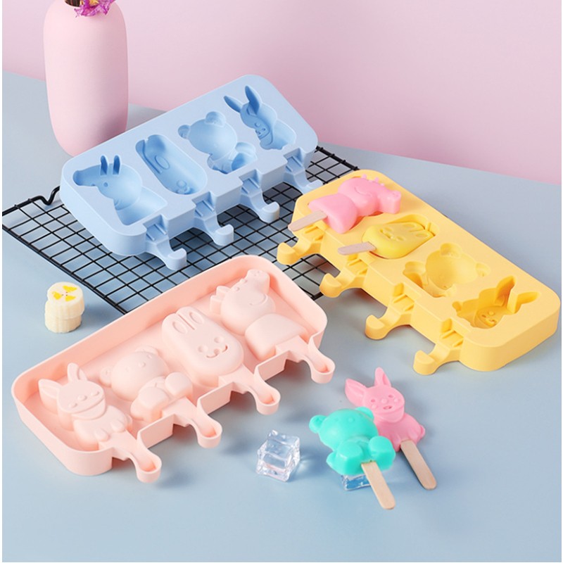 Cartoon Ice Cream Mold Popsicle Mold Homemade Food Grade Popsicle Ice Cube Ice Box Model Household