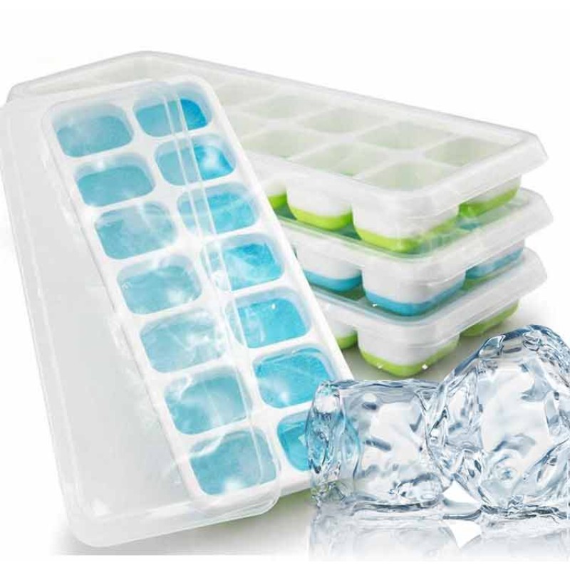 Designer DIY Small Ice Cream Cub Silicone Ice Trays Rubber Ice Tray with Container Lid and Bin