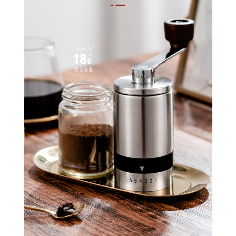 Hot Sale Crank 6 Precise Coarseness Setting Stainless Steel Portable Espresso Hand Manual Coffee Grinder Factory Outlet