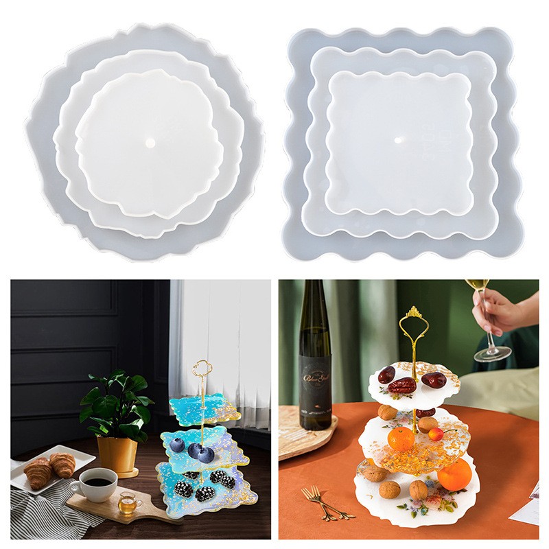 New Product 3 Layer Fruit Tray Mold Circular DIY Fruit Bracket Snack Rack Tray Table Cake Tray Silicone Mold Drip Mold