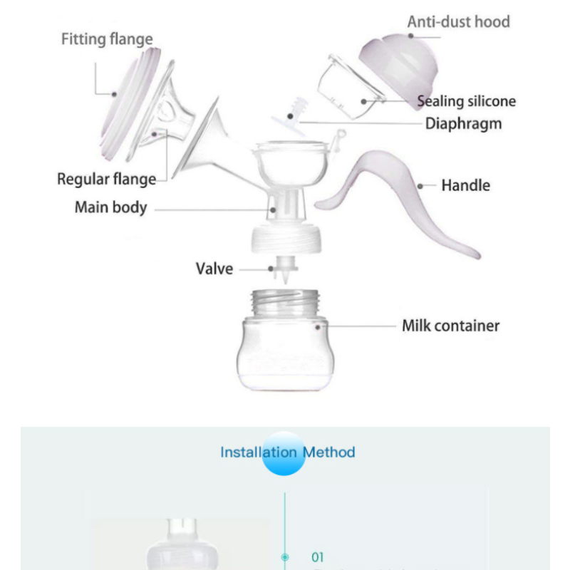 Cheap Price Baby Breastfeeding Pump Single Manual Breast Milk Pump With Feeding Bottle
