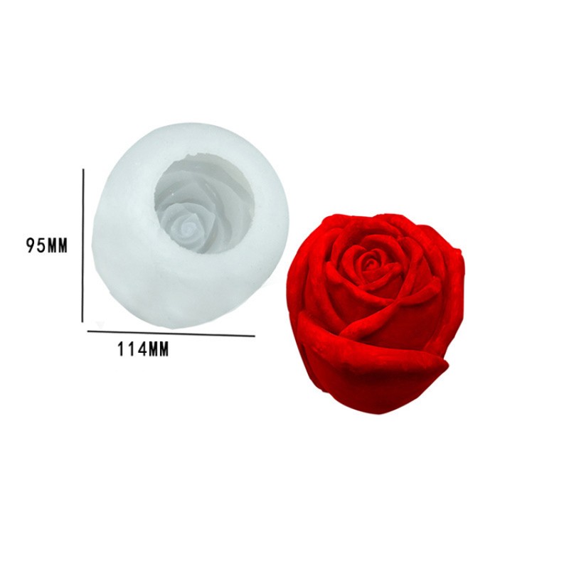 Valentine Gift DIY Mothers Day 3D Flower Cake Mold,Love Heart Rose Flower Candle Silicone Mold