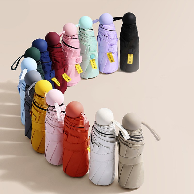 Small Mini Pocket 5 Folding Umbrella With Mini Case Windproof