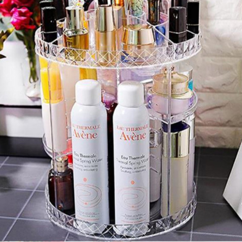 Hot Sale Makeup Organizer Display Stand Acrylic Cosmetic Organizer 360 Rotating Cosmetic Storage Rack Large Capacity