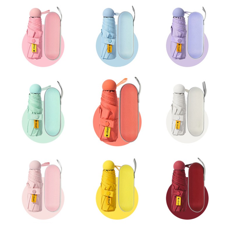 Small Mini Pocket 5 Folding Umbrella With Mini Case Windproof