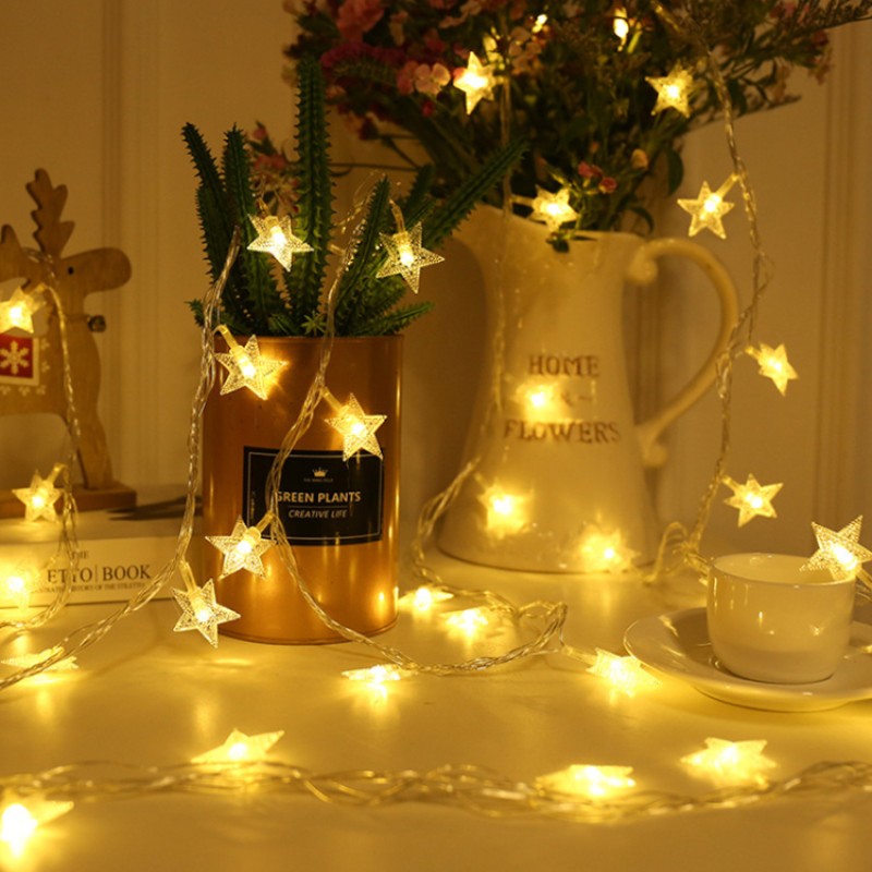 Led Christmas Light Party 10/20/60LED Stars Outdoor Christmas Ball Led Copper Wire Light Christmas Ornament Light