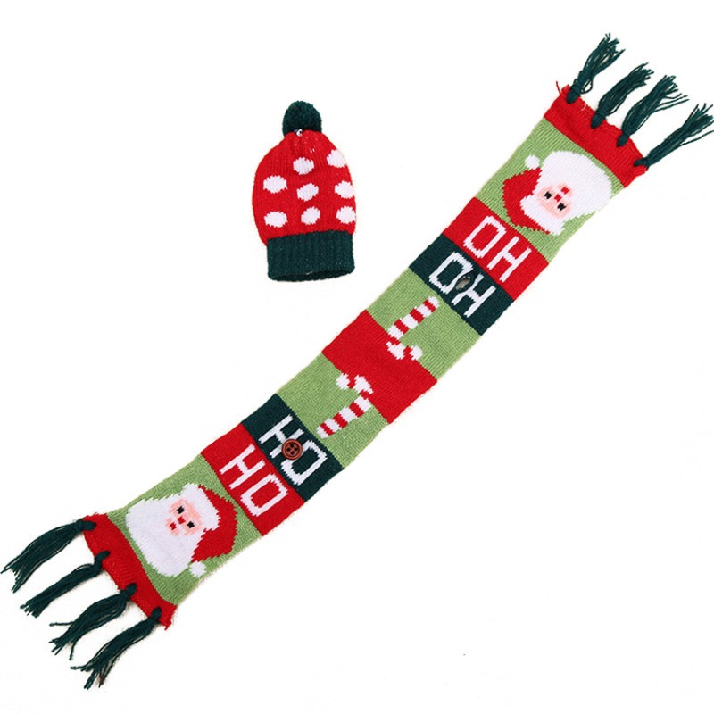 New Product Christmas Hats Cotton Decoration Decor Ornament Xmas Christmas Wine Bottle Cover Knitted Christmas Wine Scarf Hat