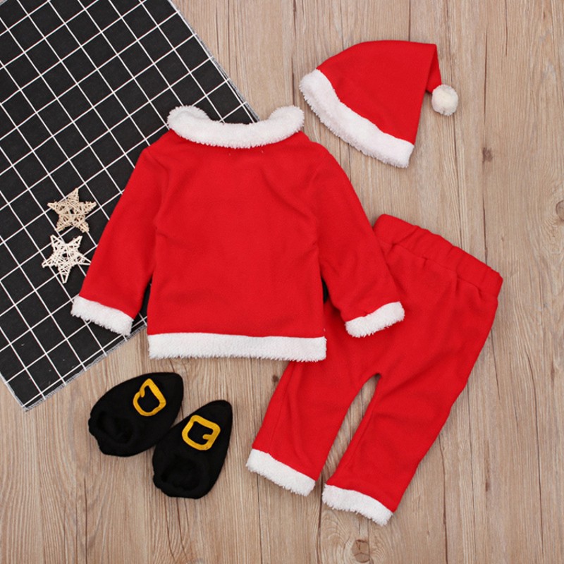 Hot Sale Children Boys Kids Christmas Clothing  Long Sleeves 4-Pieces Kit Children Dress Father Christmas Costume