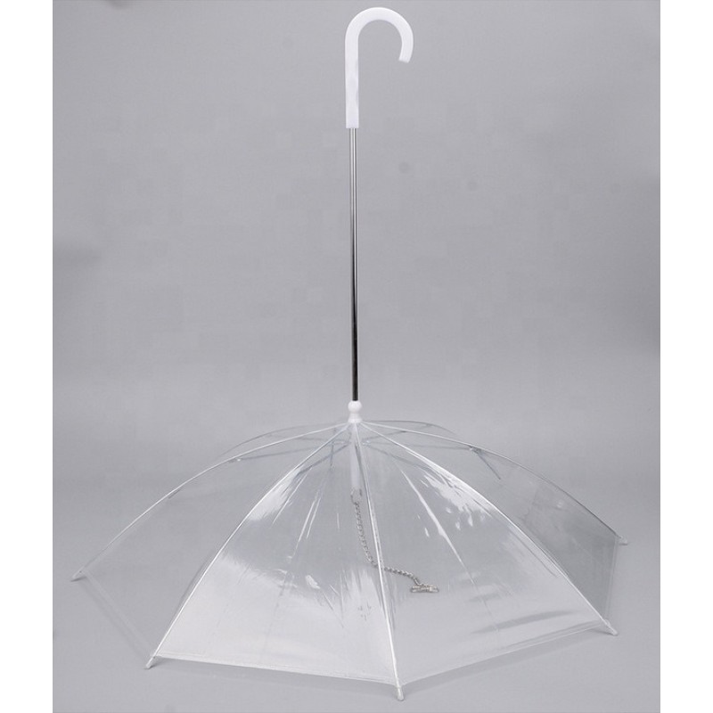 Transparent Outdoor Dog Doggy Raincoat Pet Puppy Umbrella with Chain Lead