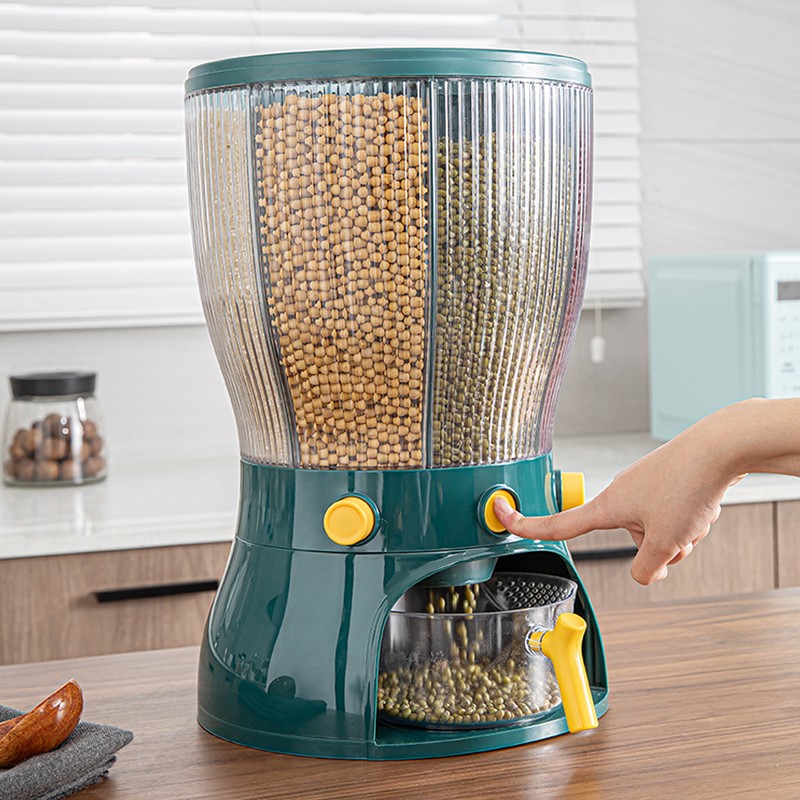Hot Airtight Cereal Rice Dispenser Food Storage & Container Rotating Sealed Household Grain Storage Box Kitchen Storage