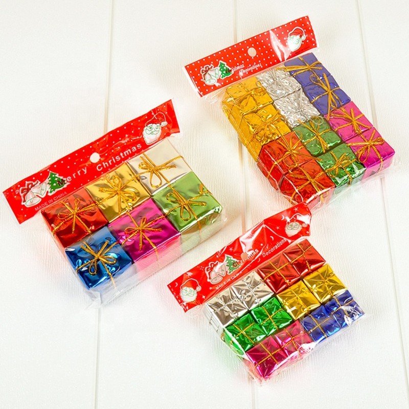 Factory Plastic Other Christmas Decorations Home Outdoor Party Hanging Mini Gift Box Christmas Tree Decoration Set