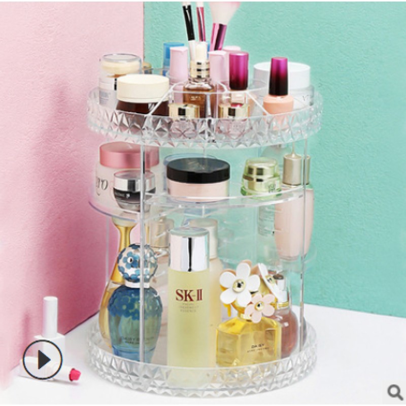 Hot Sale Makeup Organizer Display Stand Acrylic Cosmetic Organizer 360 Rotating Cosmetic Storage Rack Large Capacity