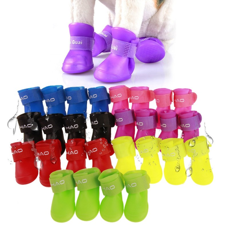 Pet Antislip Waterproof Shoes Outdoor Rainboots Silicone Soft Rubber Rain Boot Dog Shoes Gift Party