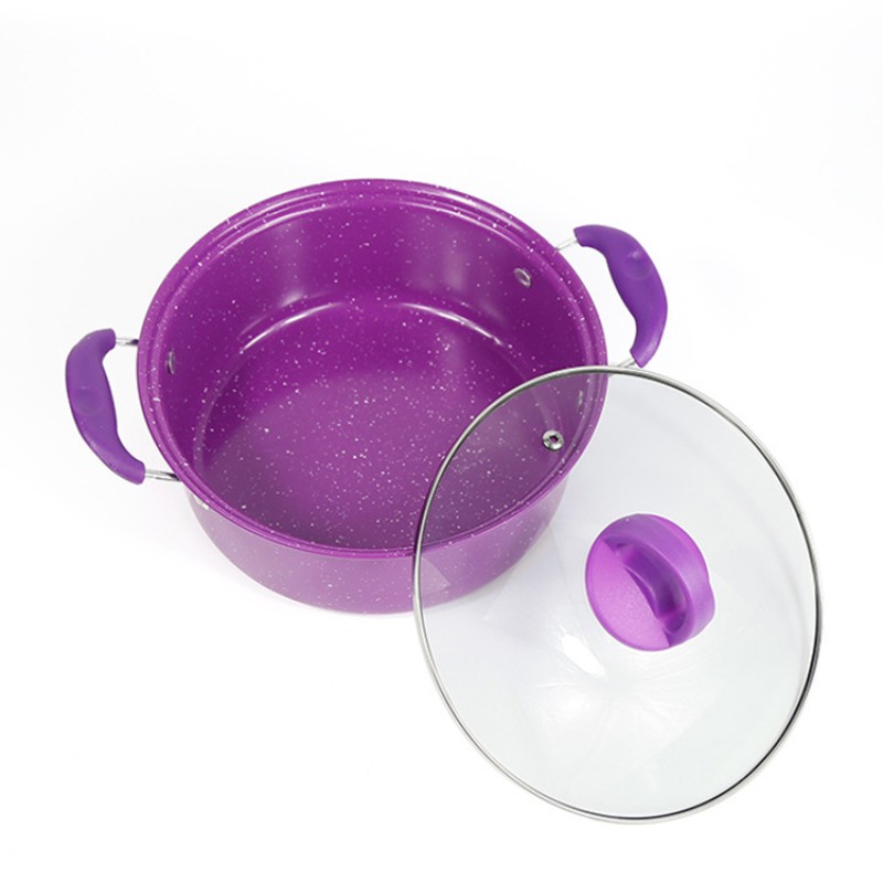 Hot Sale Aluminium Non Stick Purple / Coated Cook Kitchenware Granite Coating Cooking Pot Marble Cookware Set