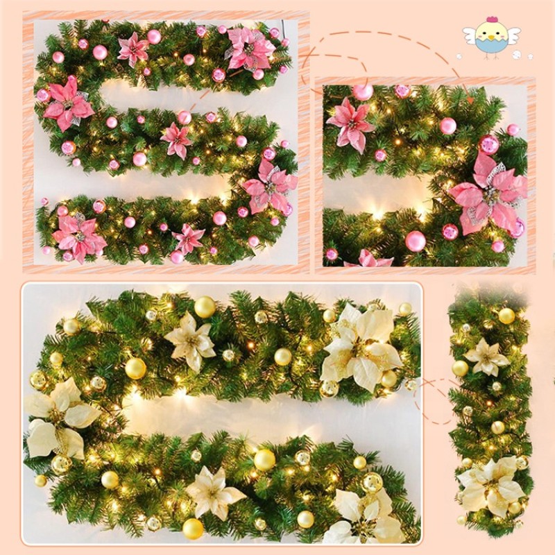 Christmas Wreath for Front Door Handmade Rattan Garland Shopping Mall Christmas Tree Door Decoration Wreath Guirnalda Navidad