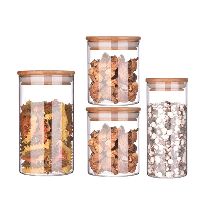 Wholesale Hot Sale Moisture-Proof Round Glass Storage Jar Bamboo Wooden Box Sun-Dried Tea Tin Can Carry a  Gift Jar
