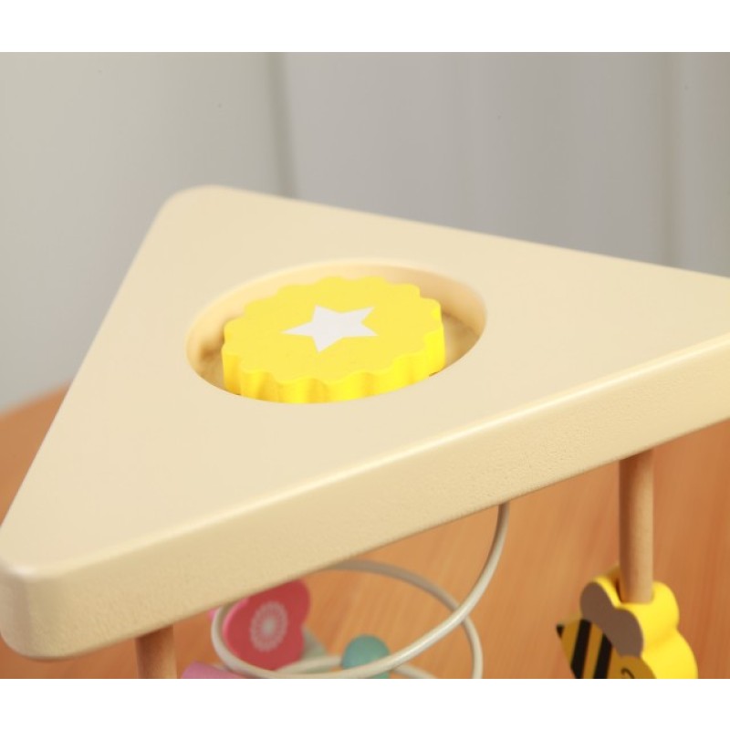 Baby Children Educational Toy Montessori Wooden Toy Wooden Ring Flower Bee Triangle Wire Bead Toy
