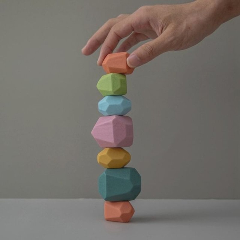 Rainbow Stacking Building Balancing Stone Children Educational DIY Toy Set