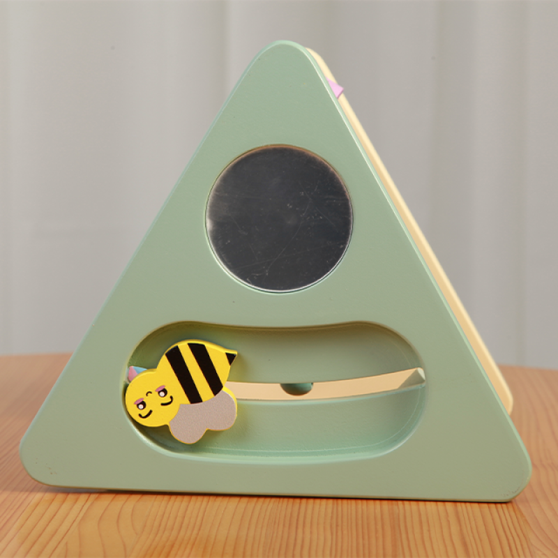 Baby Children Educational Toy Montessori Wooden Toy Wooden Ring Flower Bee Triangle Wire Bead Toy